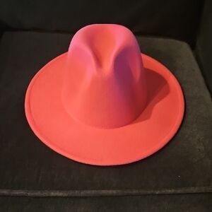 Pink Fedora Hat with Wide Brim